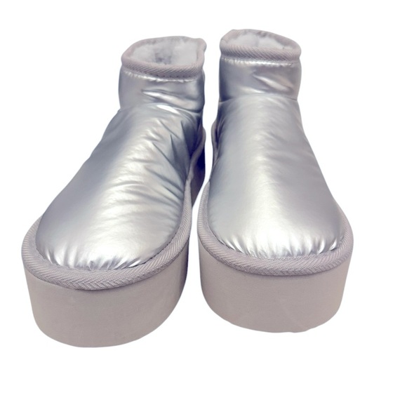 Steve Madden size M 7/8 Silver Women's Platform faux fur booties slippers NWOB - Picture 2 of 6